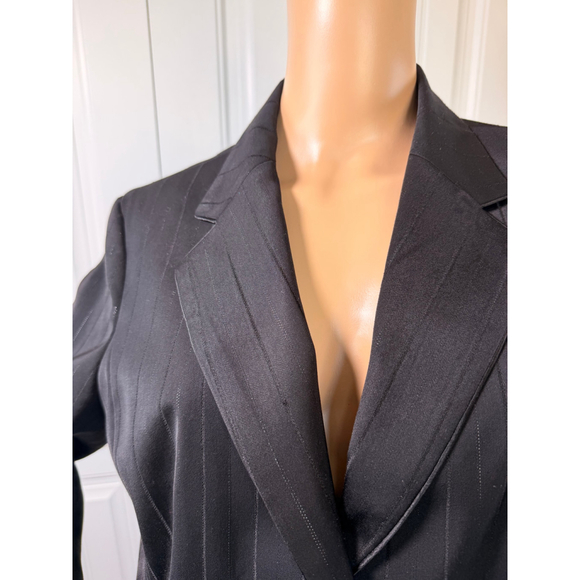 Women's Attention Black Pinstripe Pantsuit 2 Modern Professional Office Business - Picture 3 of 16